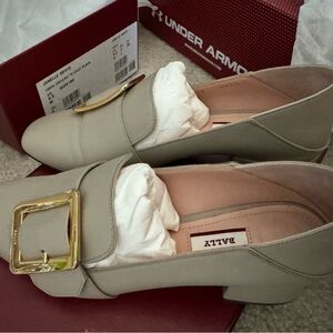 Bally Women's Cream Loafers with Gold Buckle